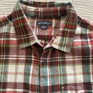 Eddie Bauer Men's Casual Plaid Shirt - Red, Green, and Brown